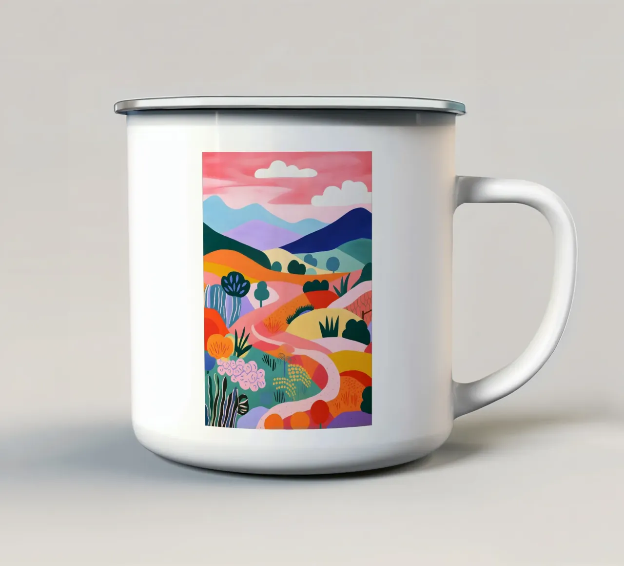 Paesaggio montano colorato tazza in smalto da Whole©