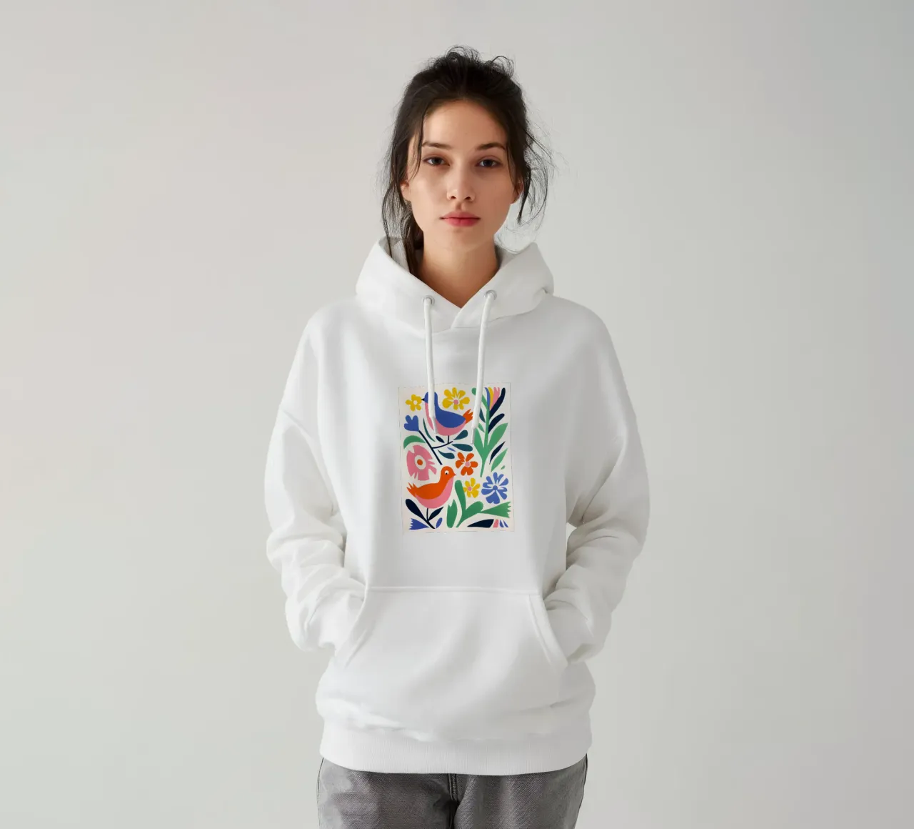 Design di uccelli e fiori felpa con cappuccio da Whole©