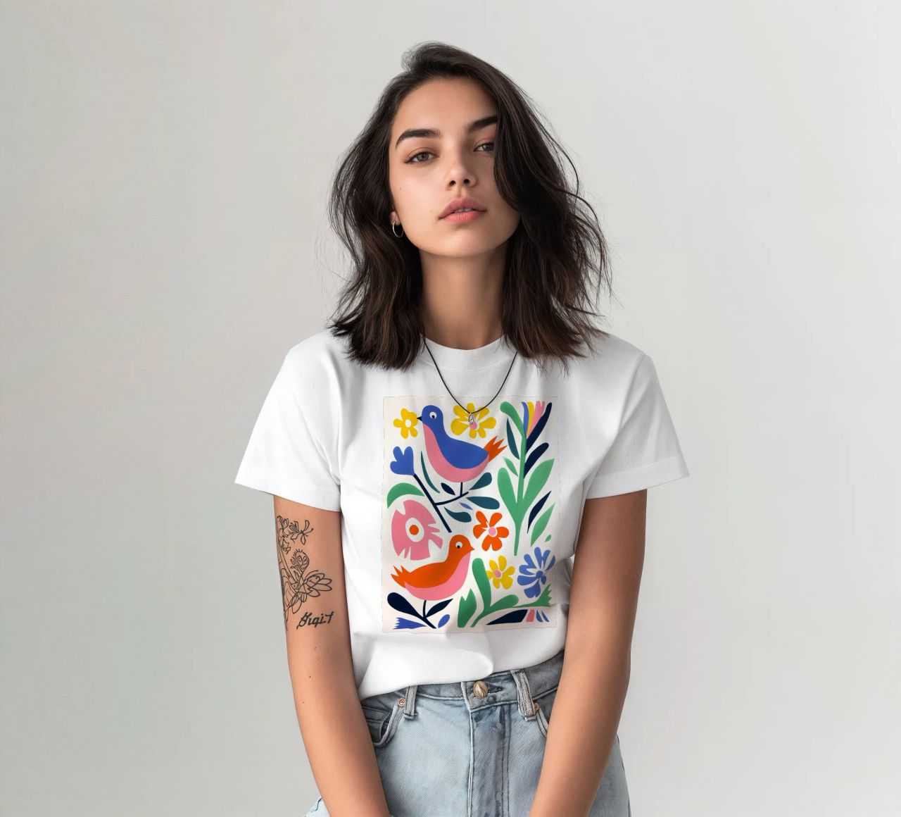 Design di uccelli e fiori t-shirt da Whole©