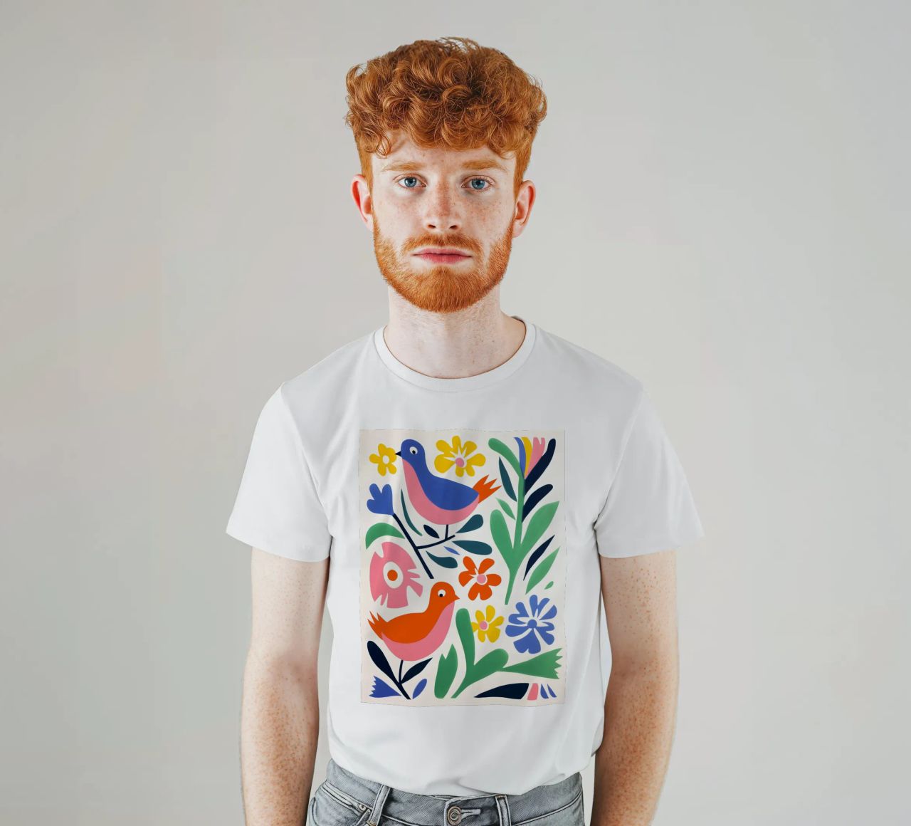 Design di uccelli e fiori t-shirt da Whole©