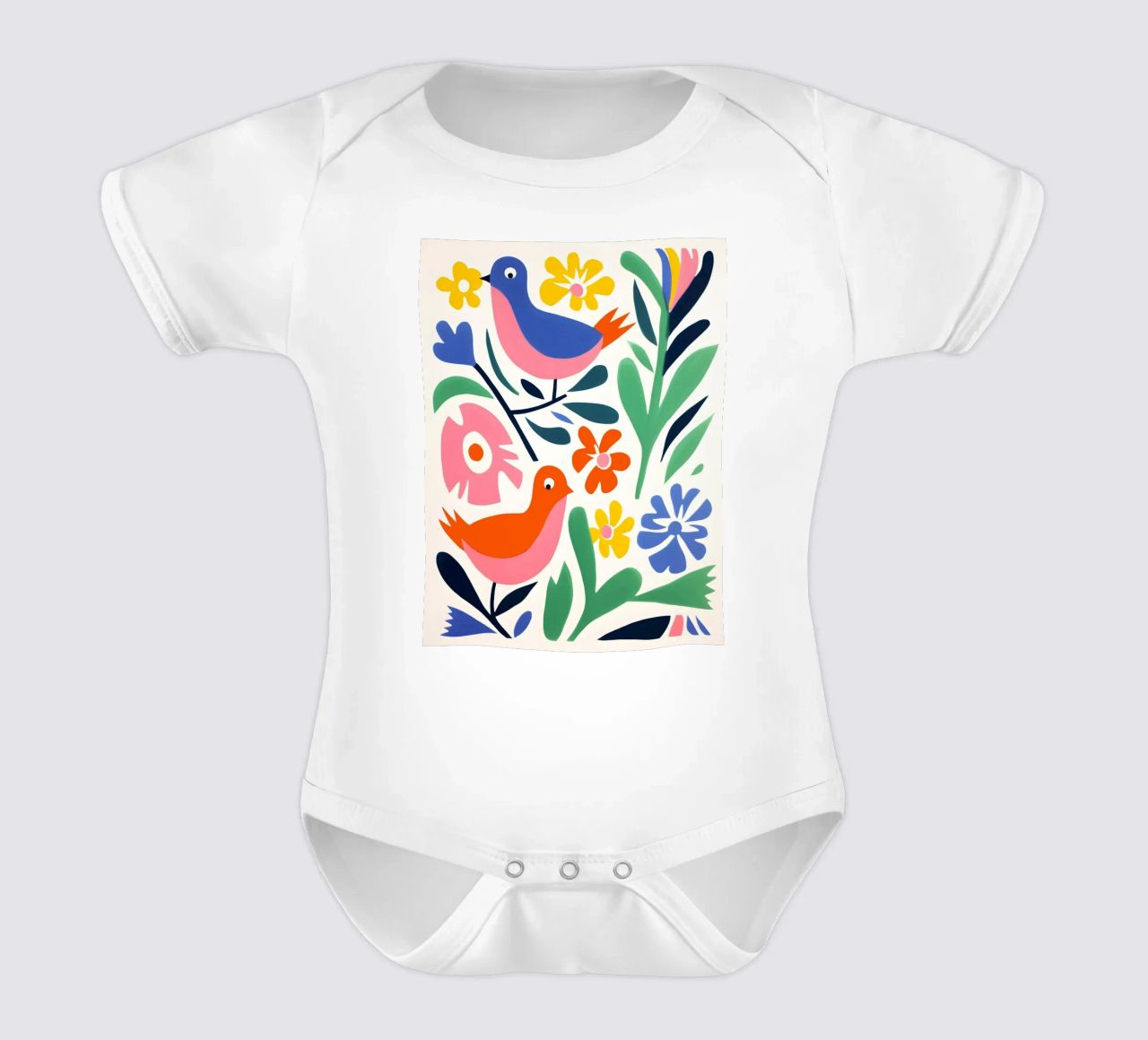 Design di uccelli e fiori body neonato maniche corte da Whole©