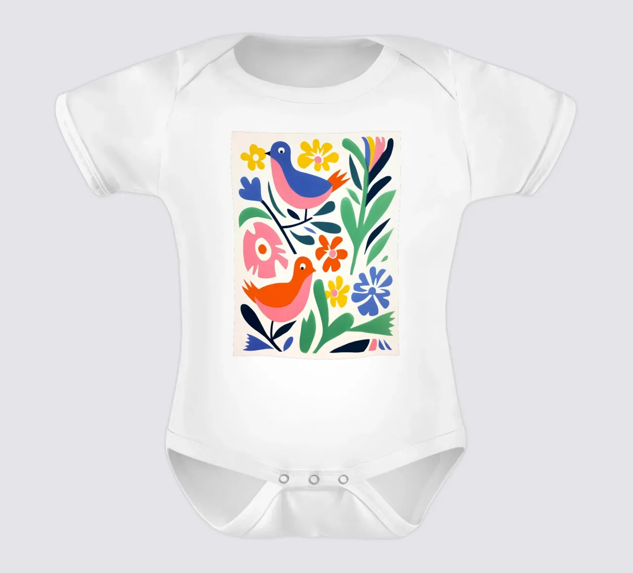 Design di uccelli e fiori body neonato maniche corte da Whole©