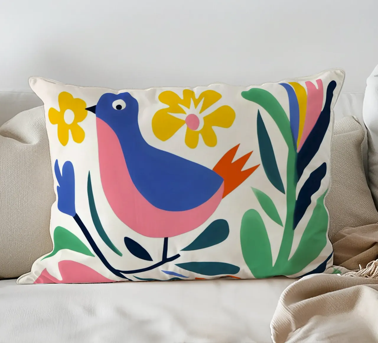 Design di uccelli e fiori cuscino da Whole©