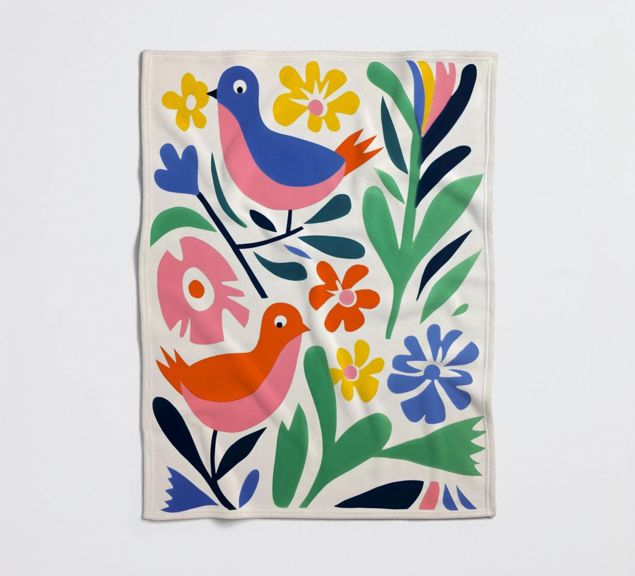 Design di uccelli e fiori coperta in pile da Whole©