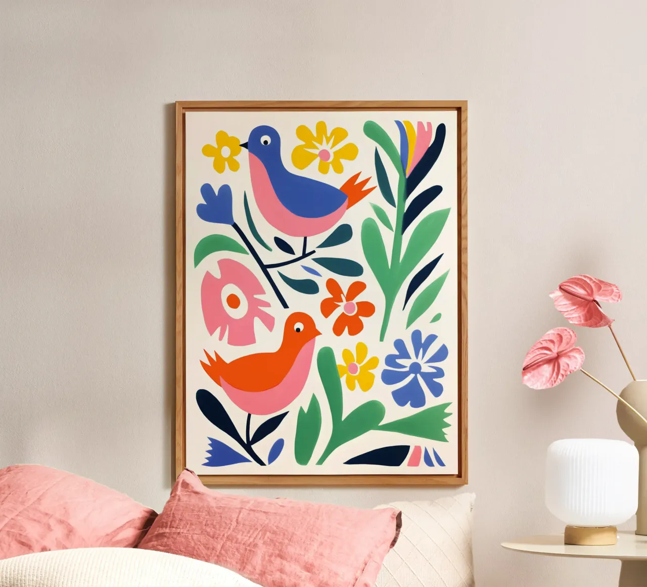 Design di uccelli e fiori pannello forex da Whole©