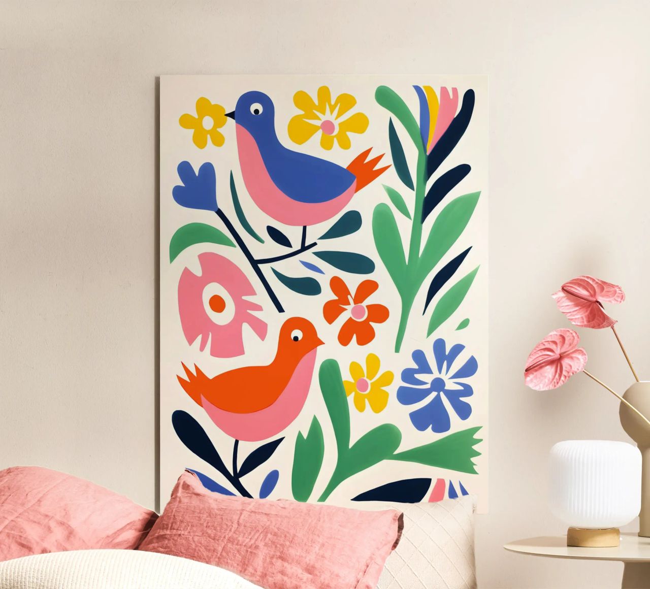Design di uccelli e fiori alluminio dibond da Whole©