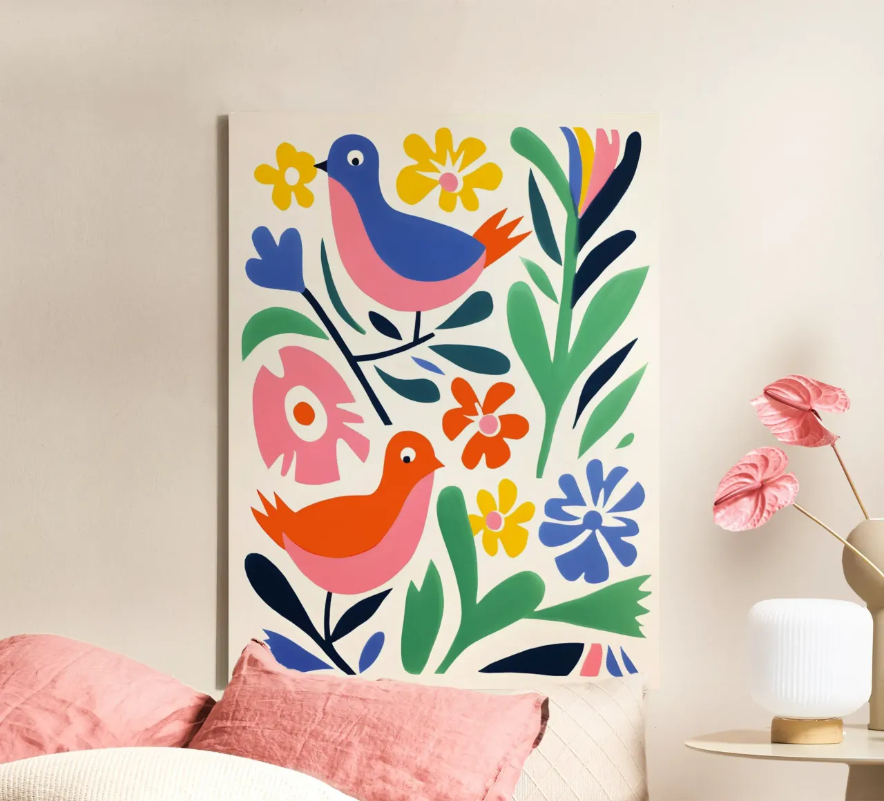 Design di uccelli e fiori tela da Whole©