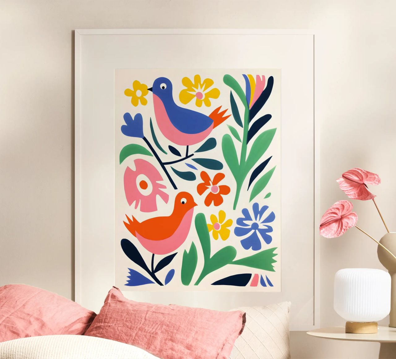 Design di uccelli e fiori carta hahnemühle da Whole©