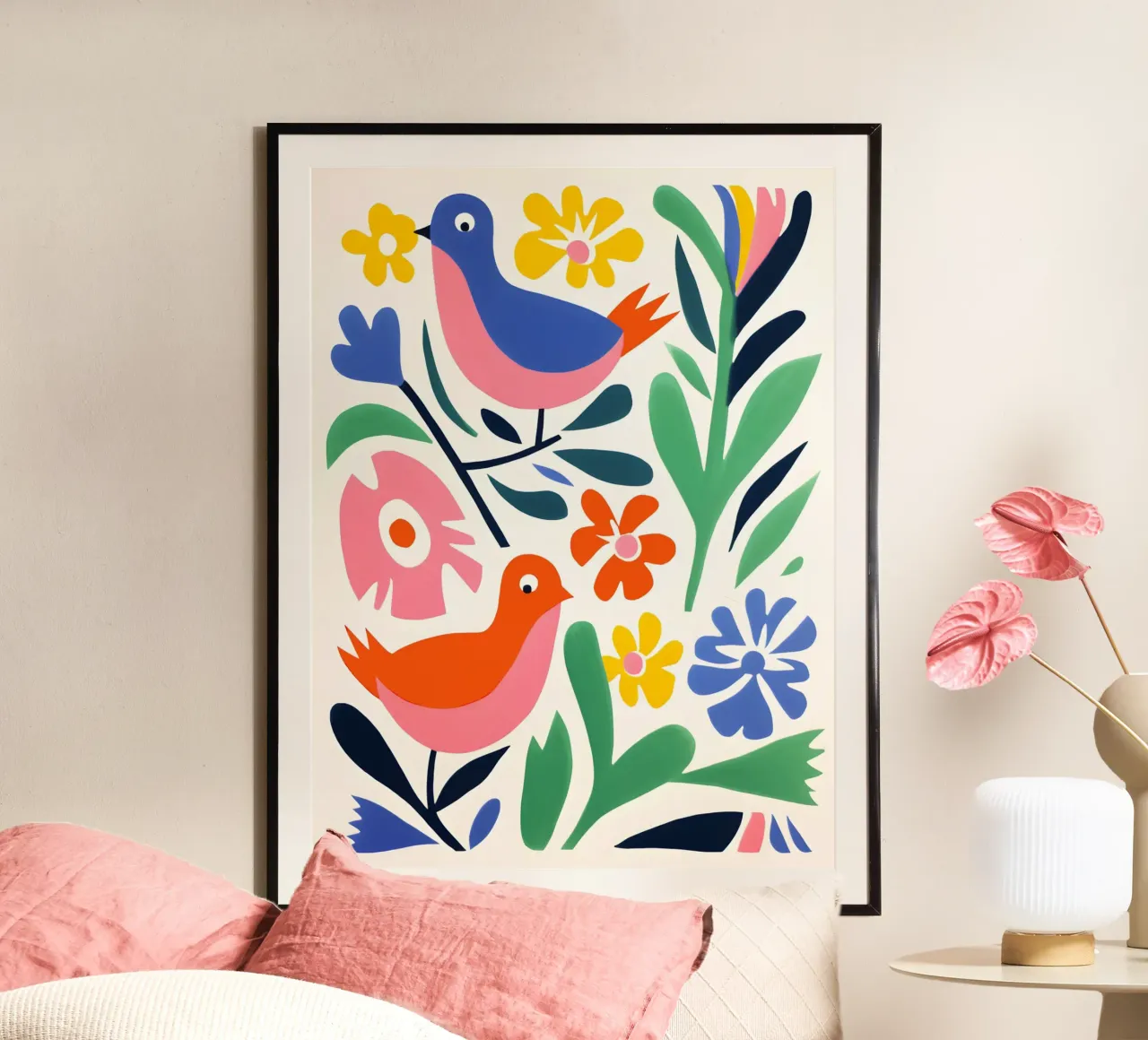 Design di uccelli e fiori poster da Whole©