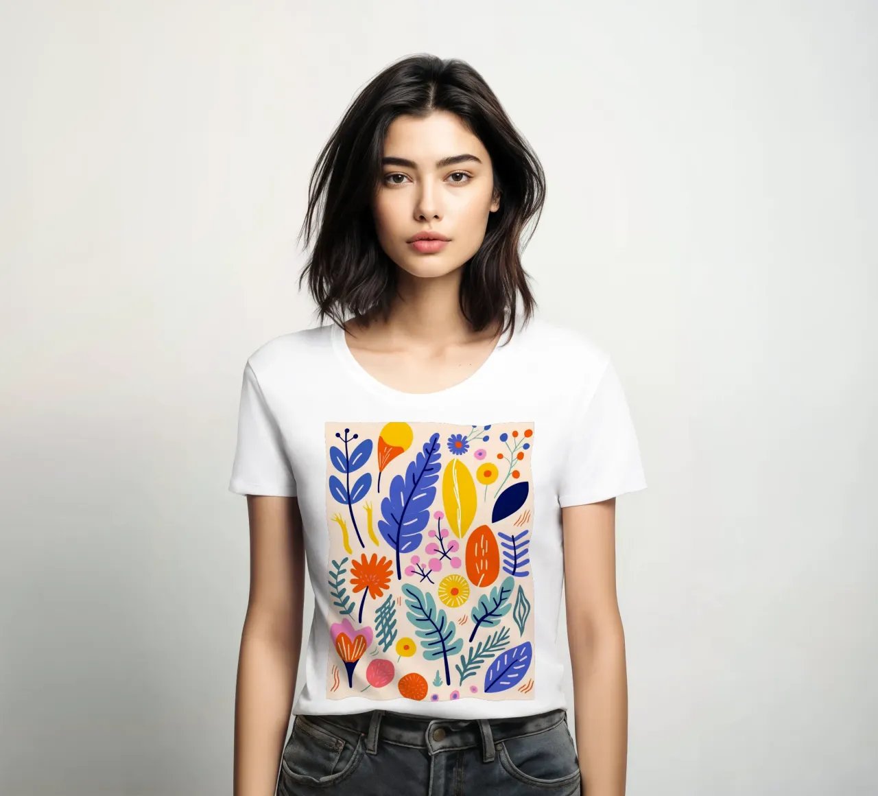 Abstract leaves & flowers women's fitted t-shirt by Whole©