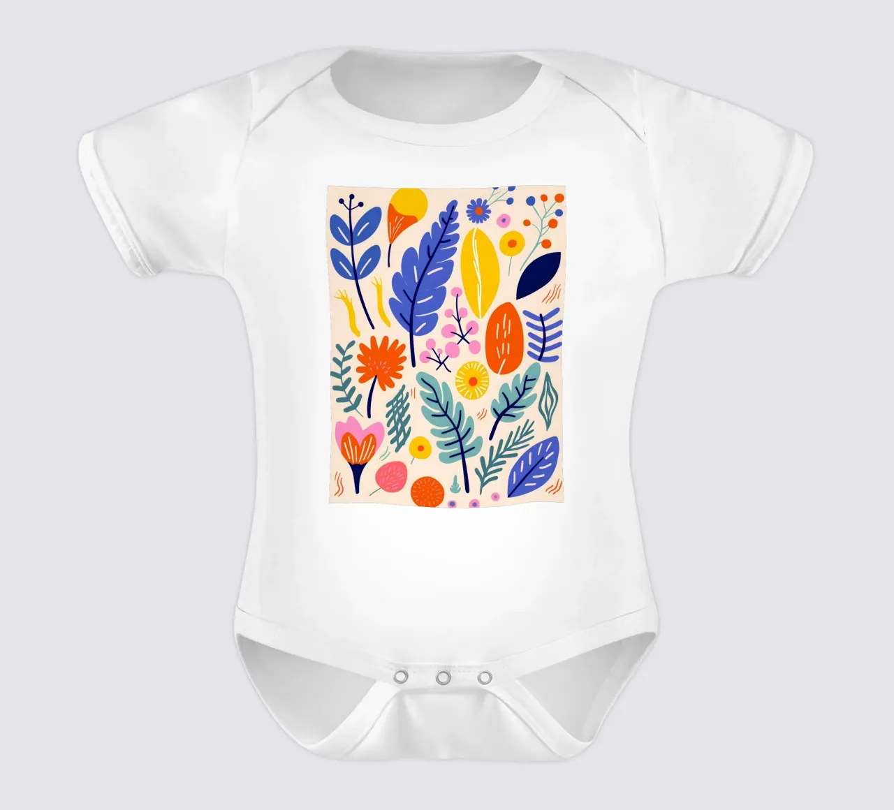 Abstracte bladeren & bloemen babyrompertje korte mouwen van Whole©