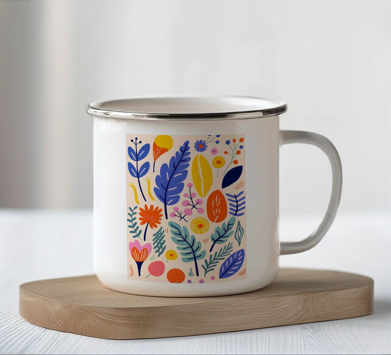 Foglie e fiori astratti tazza in smalto da Whole©
