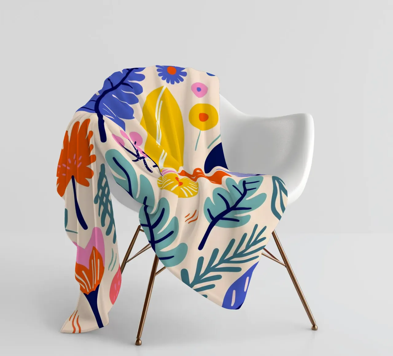 Abstract leaves & flowers fleece blanket by Whole©