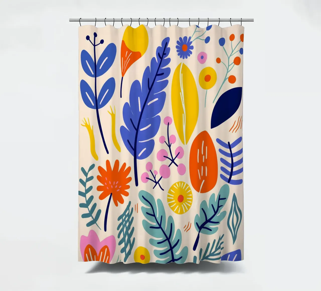 Abstract leaves & flowers shower curtain by Whole©