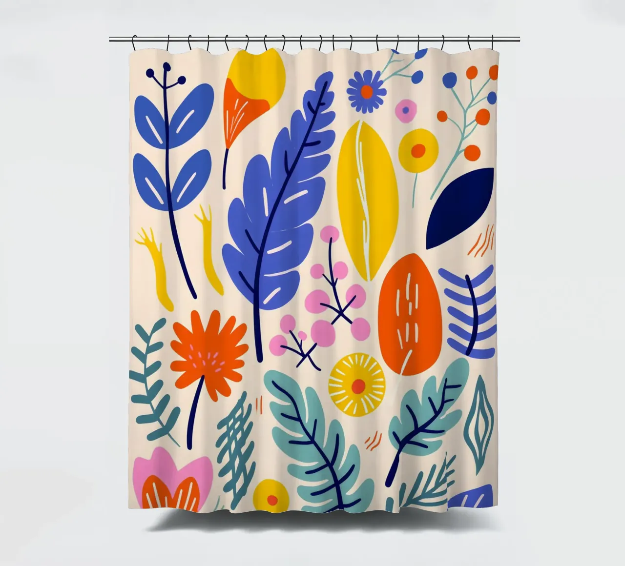 Abstract leaves & flowers shower curtain by Whole©