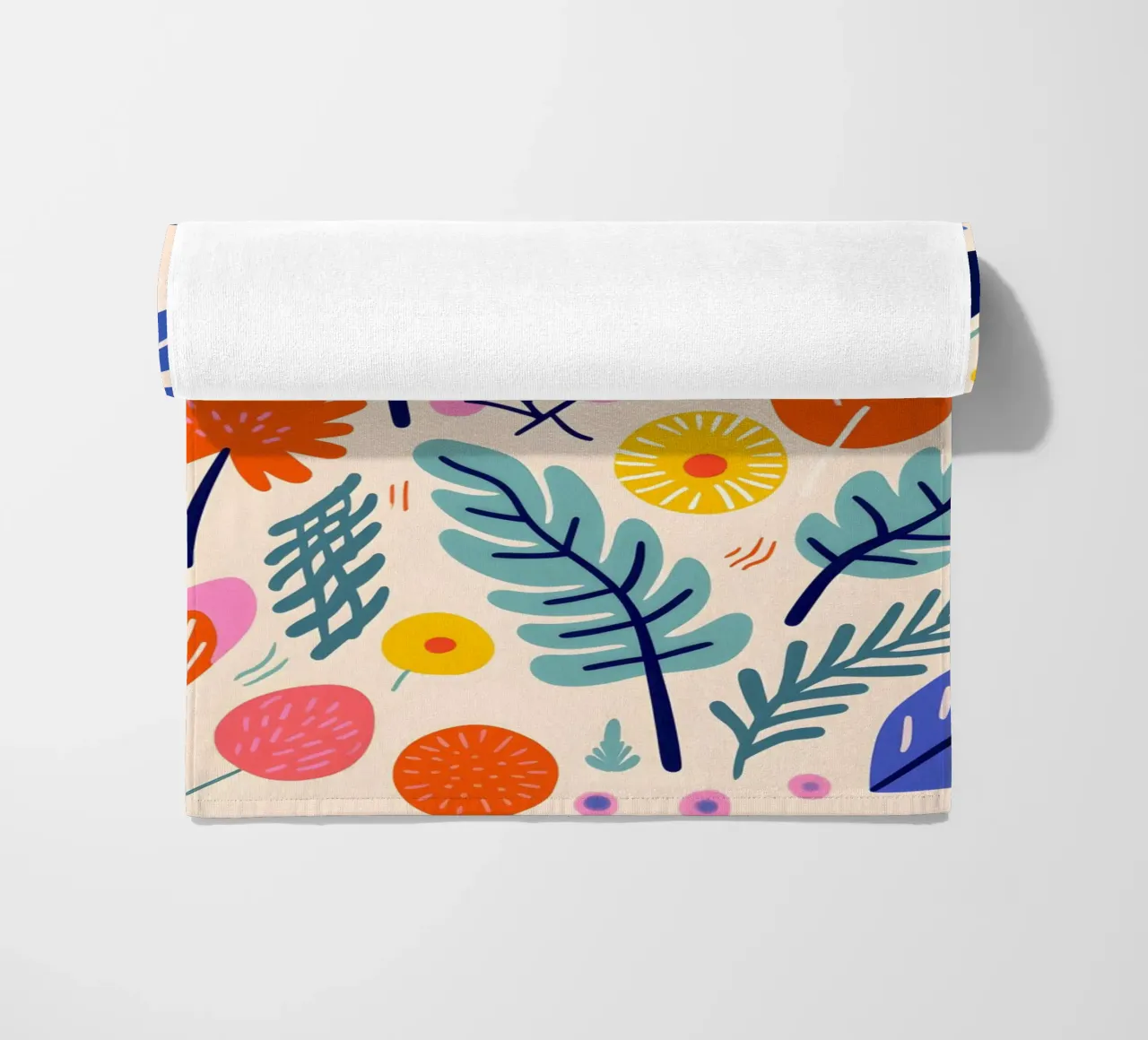 Abstract leaves & flowers beach towel by Whole©