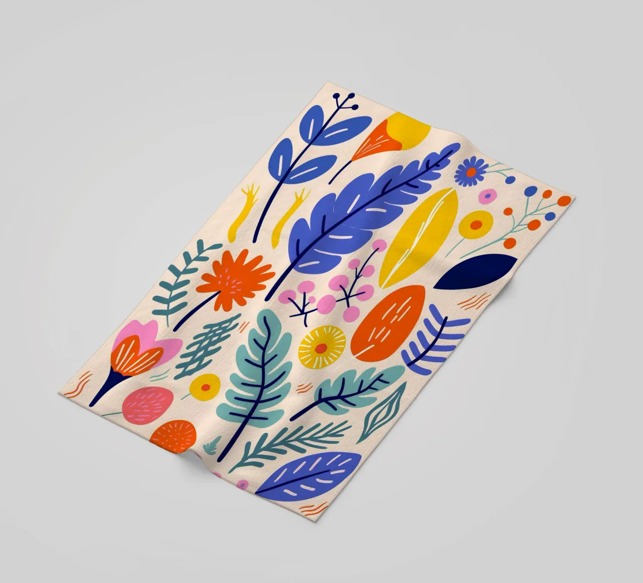 Abstract leaves & flowers beach towel by Whole©