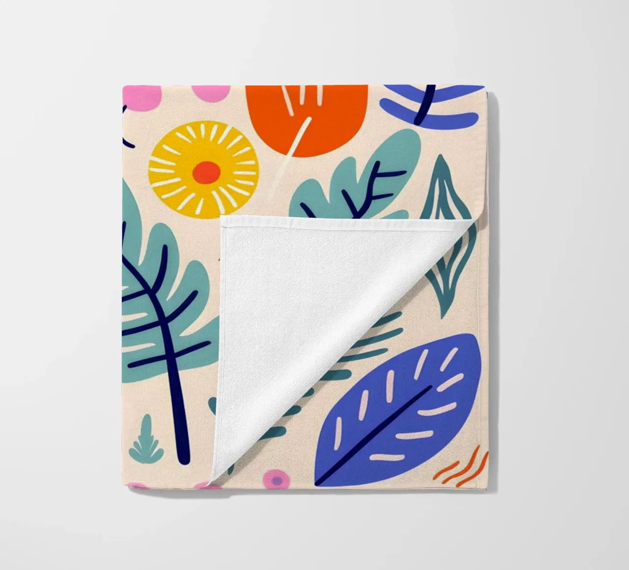 Abstract leaves & flowers beach towel by Whole©
