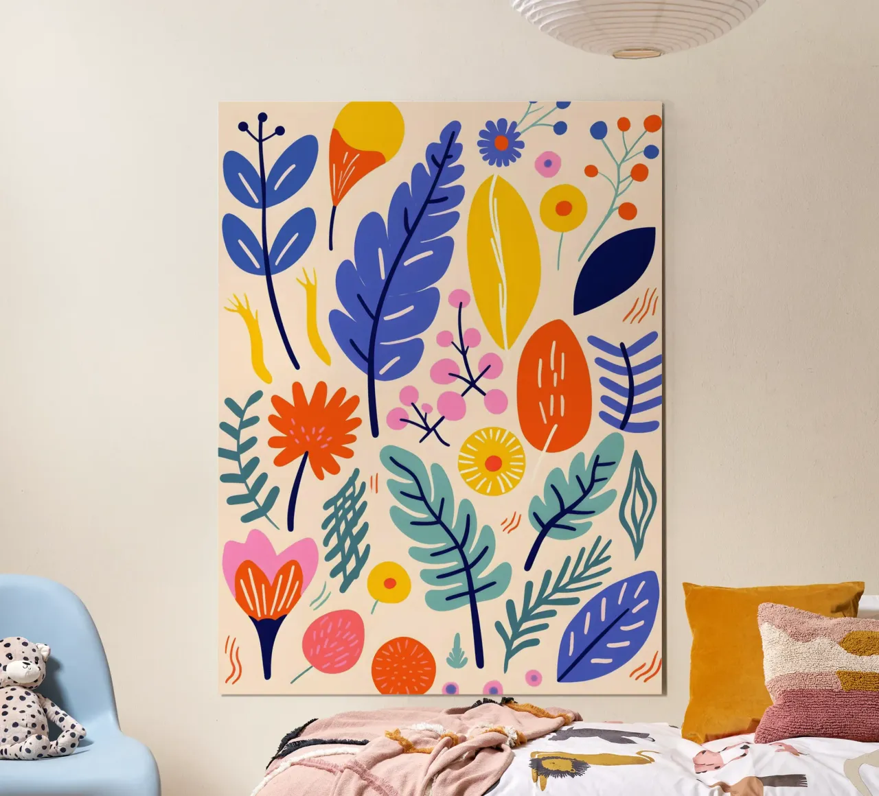 Abstracte bladeren & bloemen poster met kunststof frame van Whole©