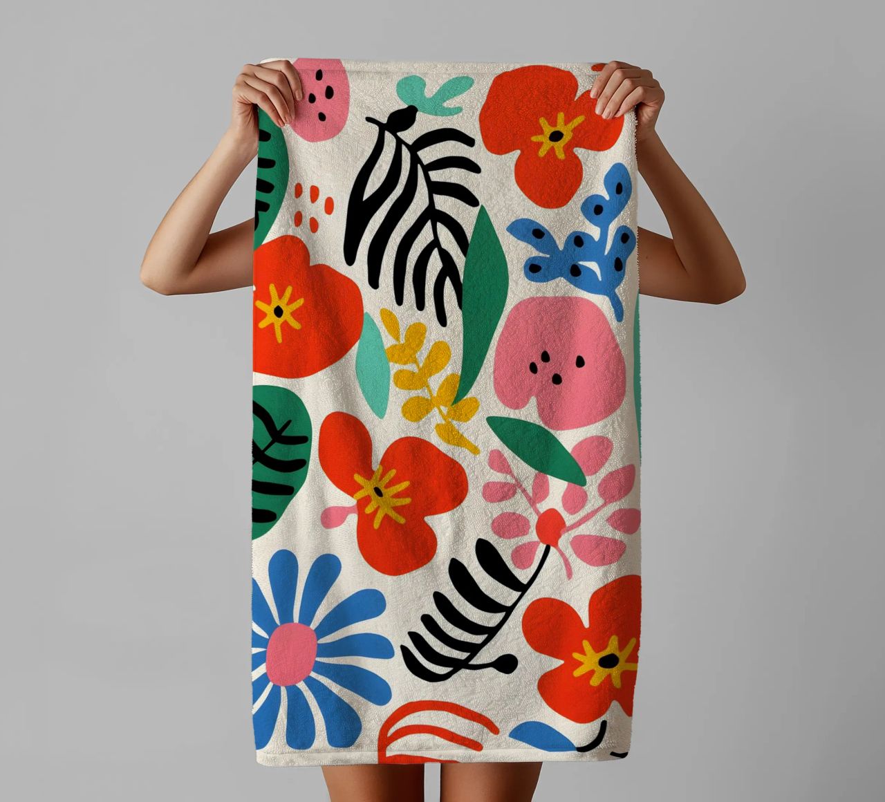 Une diversité de fleurs colorées serviette de bain de Whole©