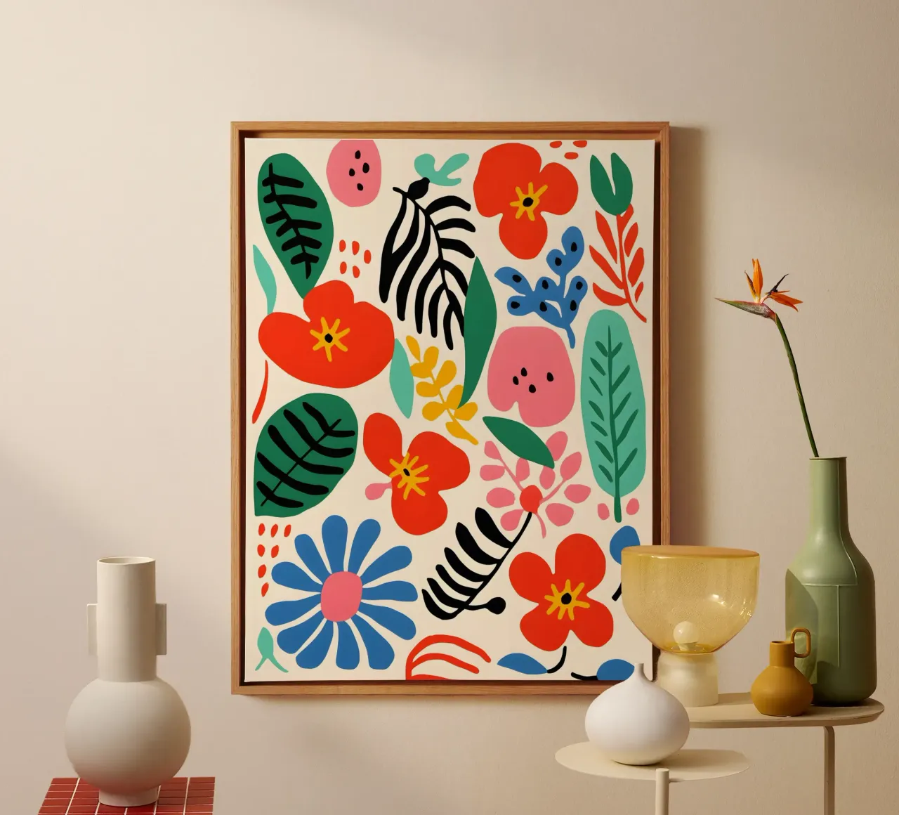 Varietà di fiori colorati tela con Cornice a cassetta da Whole©