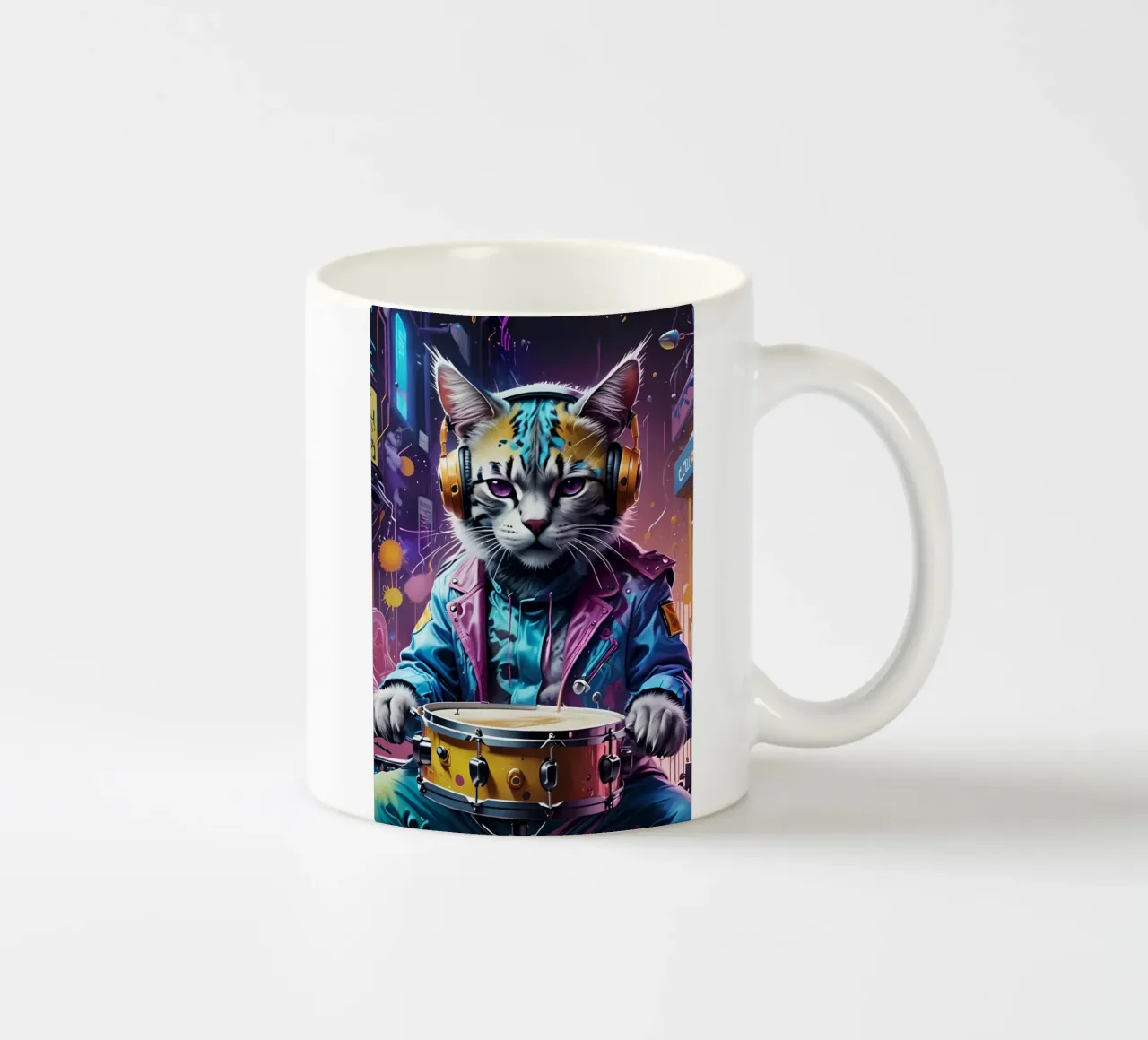Gatto e tamburo tazza in ceramica da MakArena