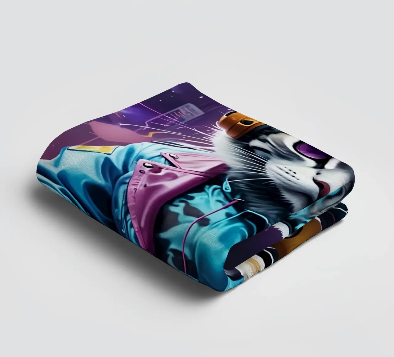 Cat and drum towel by MakArena