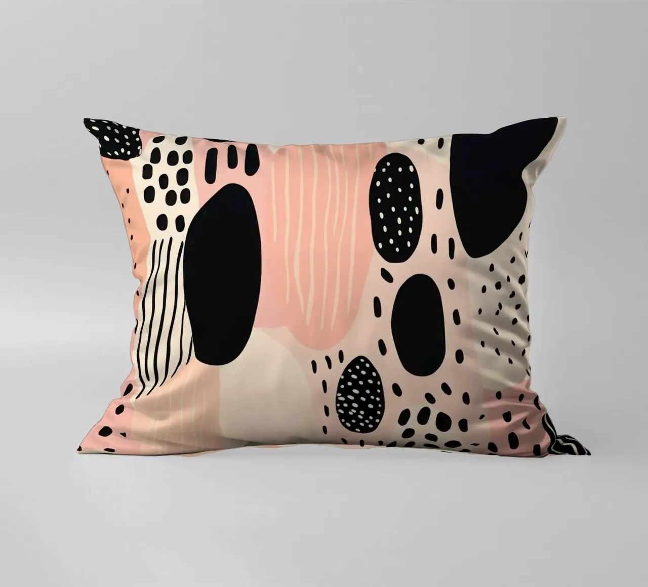 Decorative pattern in dusky pink and black decorative cushion by Autofocus