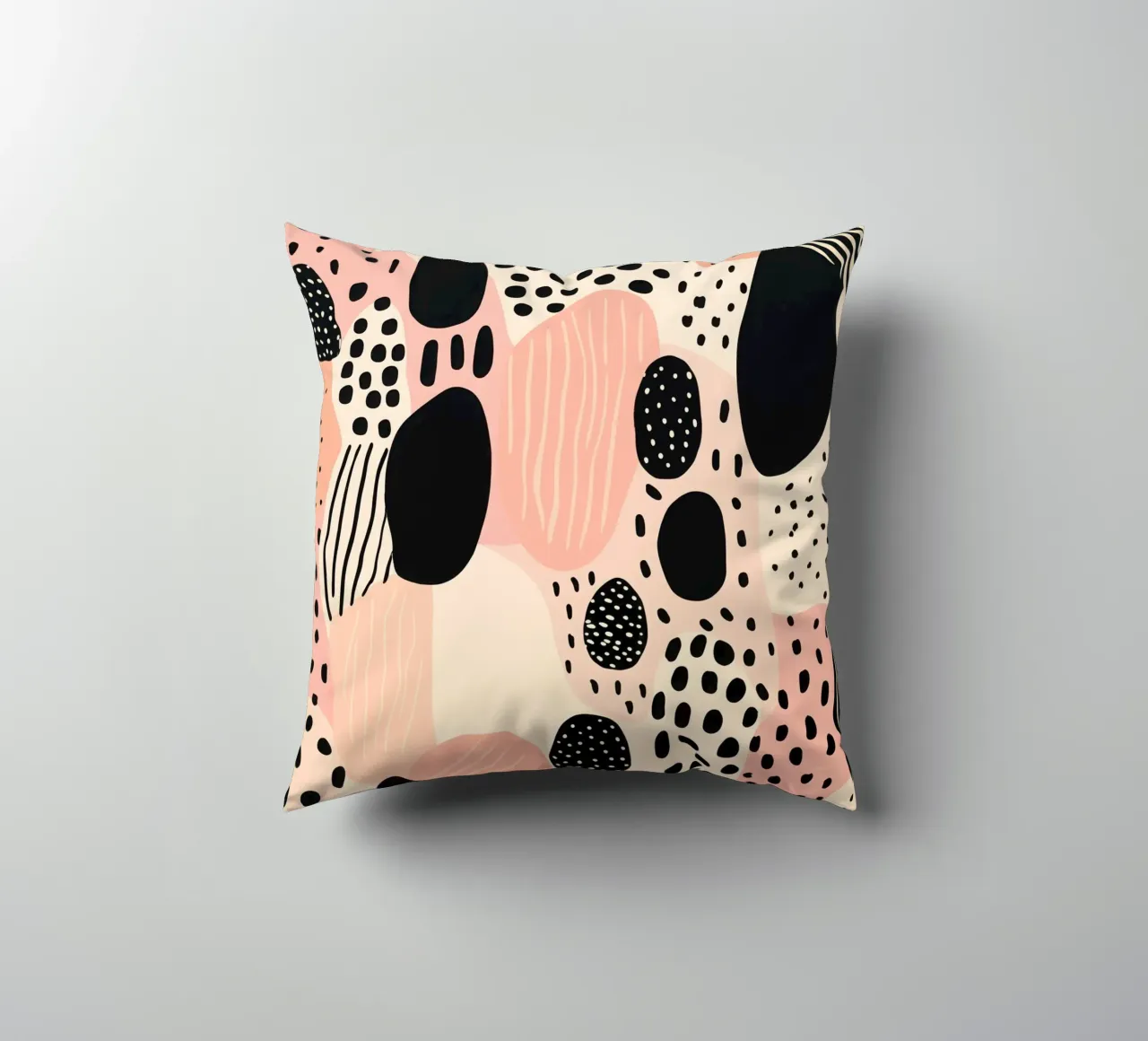 Decorative pattern in dusky pink and black decorative cushion by Autofocus