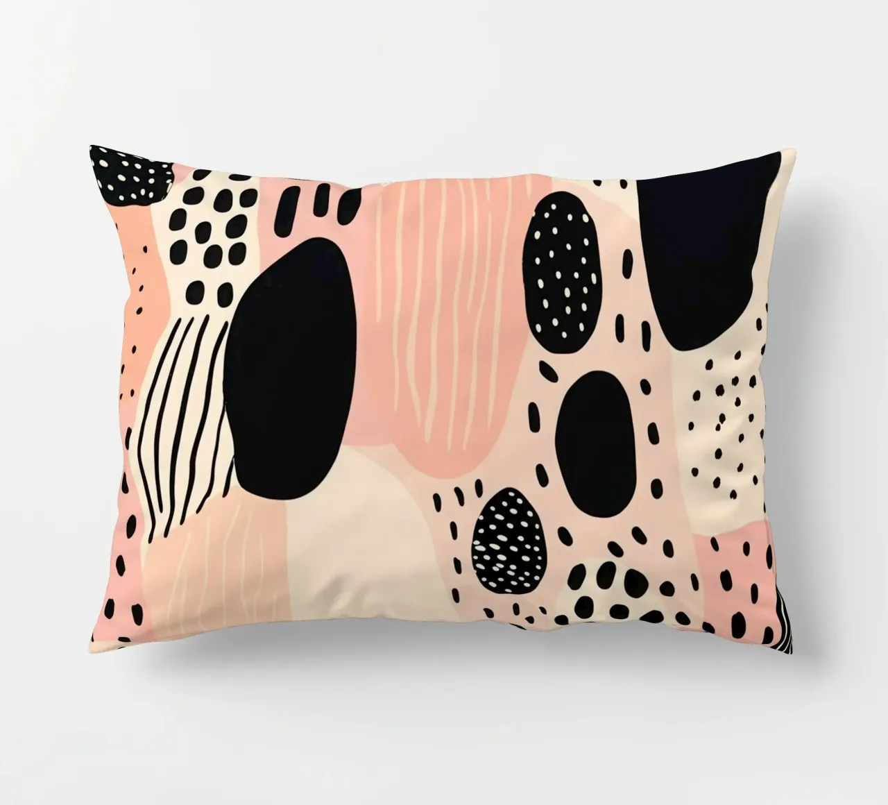 Decorative pattern in dusky pink and black decorative cushion by Autofocus