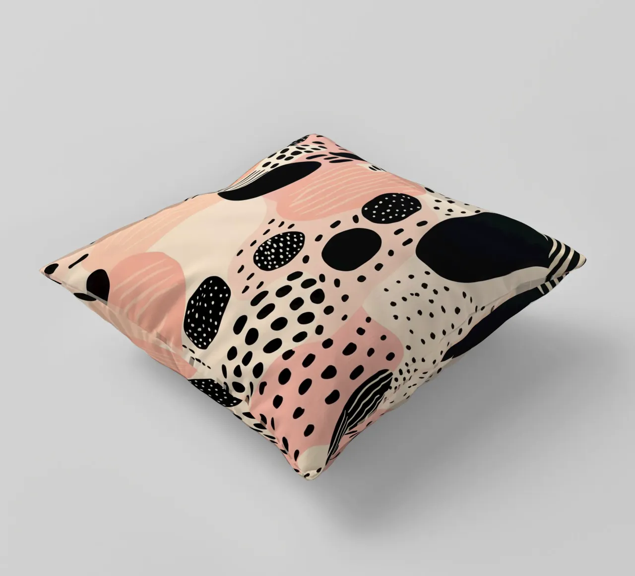 Decorative pattern in dusky pink and black decorative cushion by Autofocus