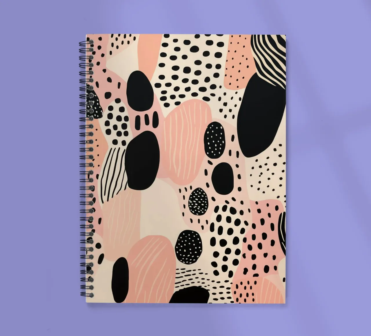 Decorative pattern in dusky pink and black spiral notebook by Autofocus