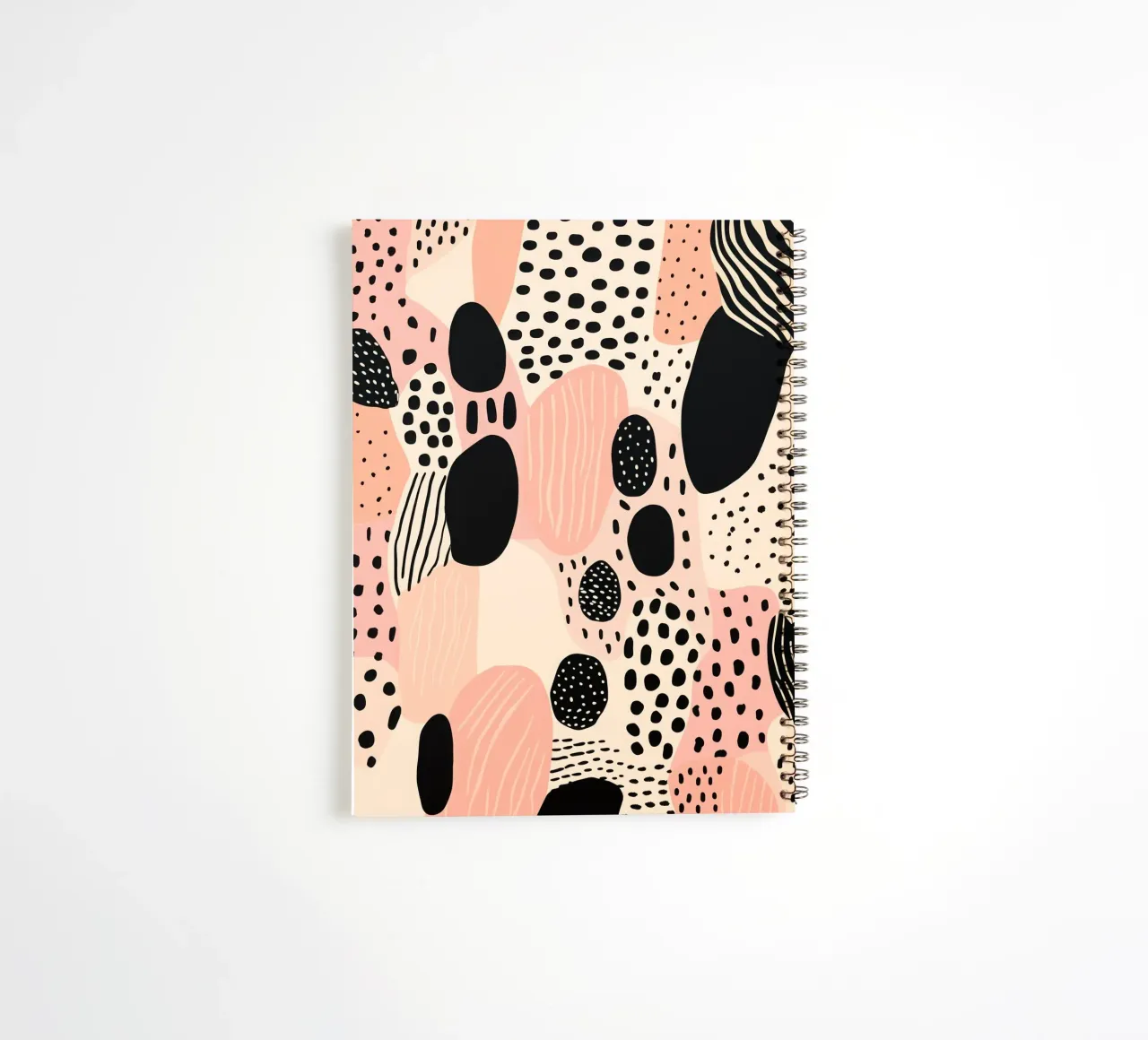 Decorative pattern in dusky pink and black spiral notebook by Autofocus