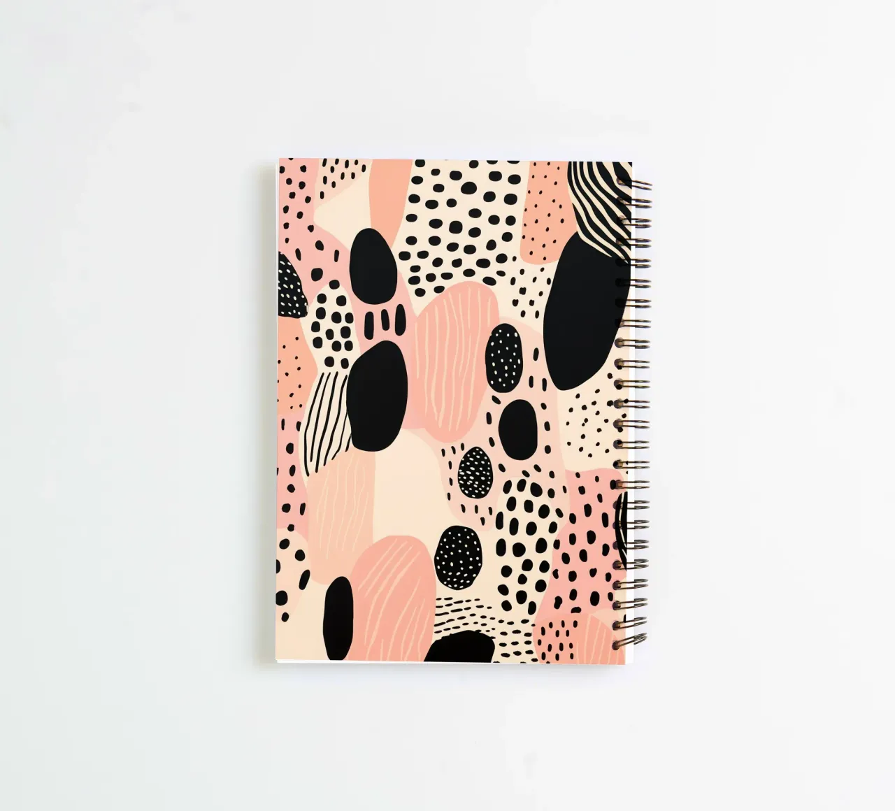 Decorative pattern in dusky pink and black spiral notebook by Autofocus