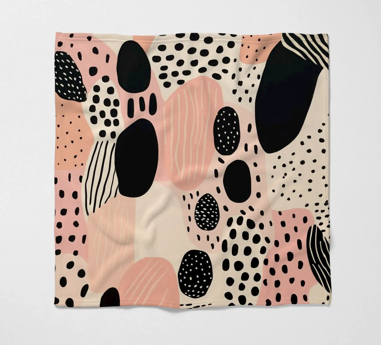 Decorative pattern in dusky pink and black fleece blanket by Autofocus