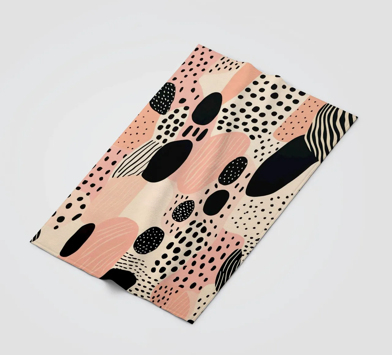 Decorative pattern in dusky pink and black fleece blanket by Autofocus