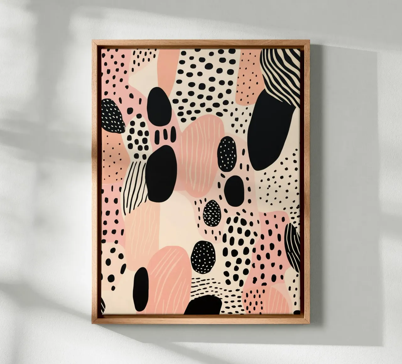 Decorative pattern in dusky pink and black canvas by Autofocus