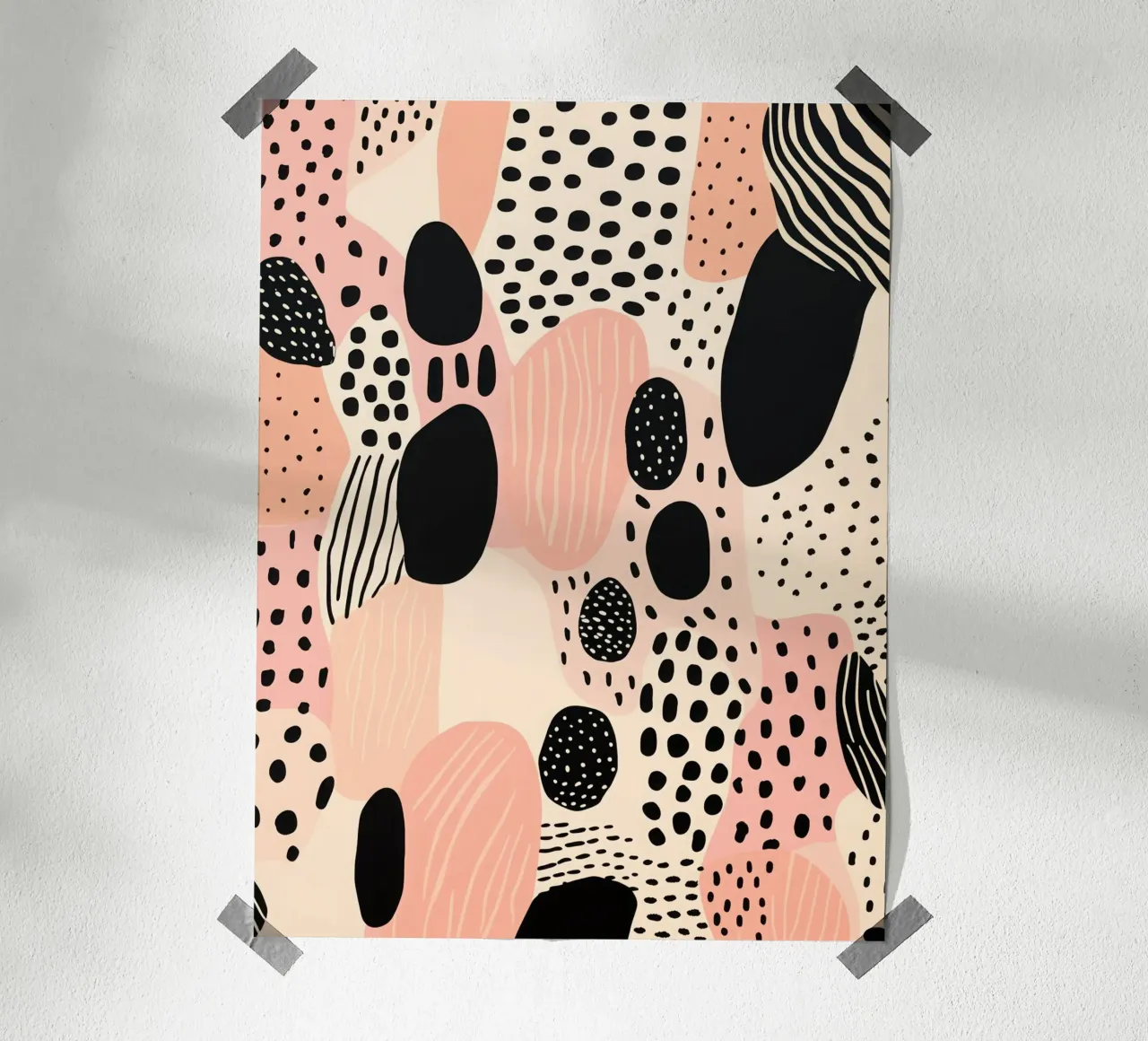 Decorative pattern in dusky pink and black poster with plastic frame by Autofocus