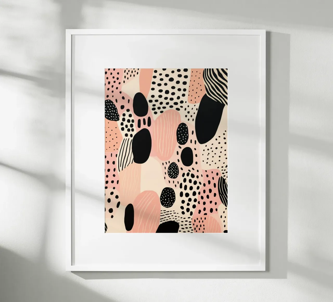Decorative pattern in dusky pink and black poster with plastic frame by Autofocus