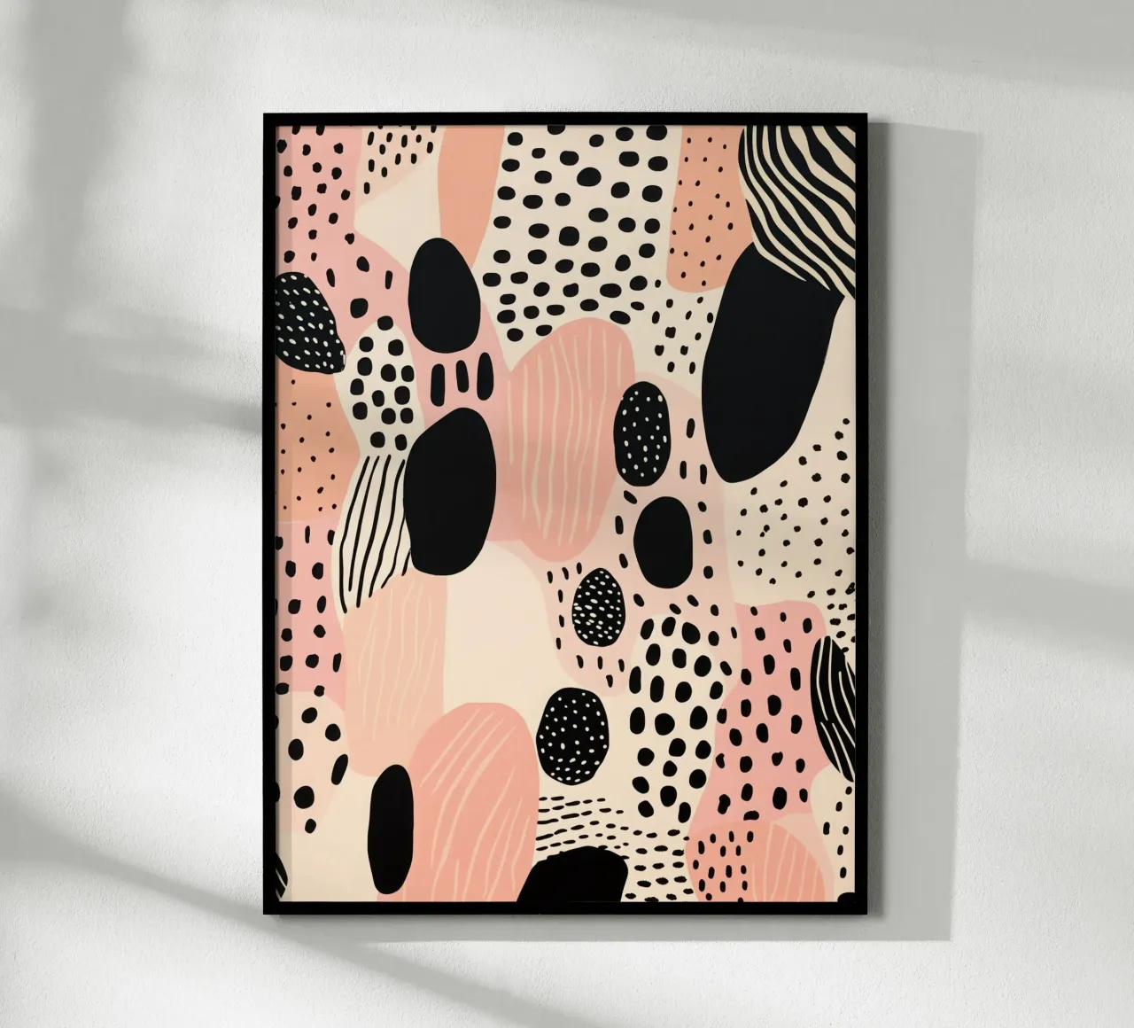 Decorative pattern in dusky pink and black poster with plastic frame by Autofocus