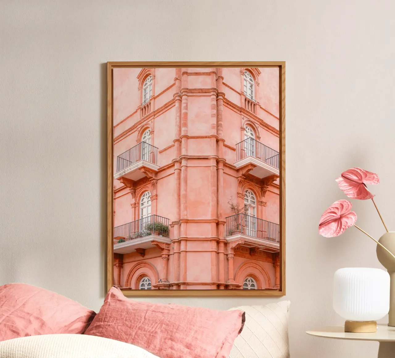 Pink Architecture in Umbria - Italy Travel Photography alu-dibond by Raisa Zwart Photography