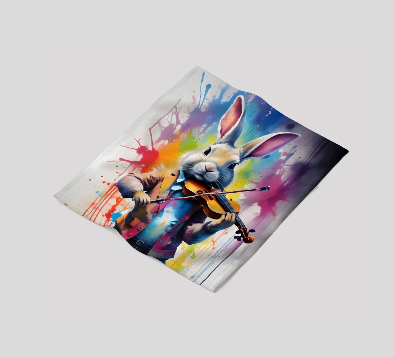Rabbit plays the violin classical music fleece blanket by MakArena