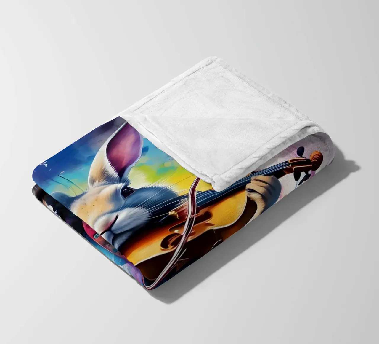 Rabbit plays the violin classical music fleece blanket by MakArena