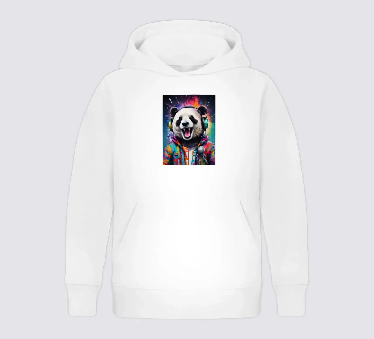 Un panda felice con le cuffie felpa bambino con cappuccio da MakArena