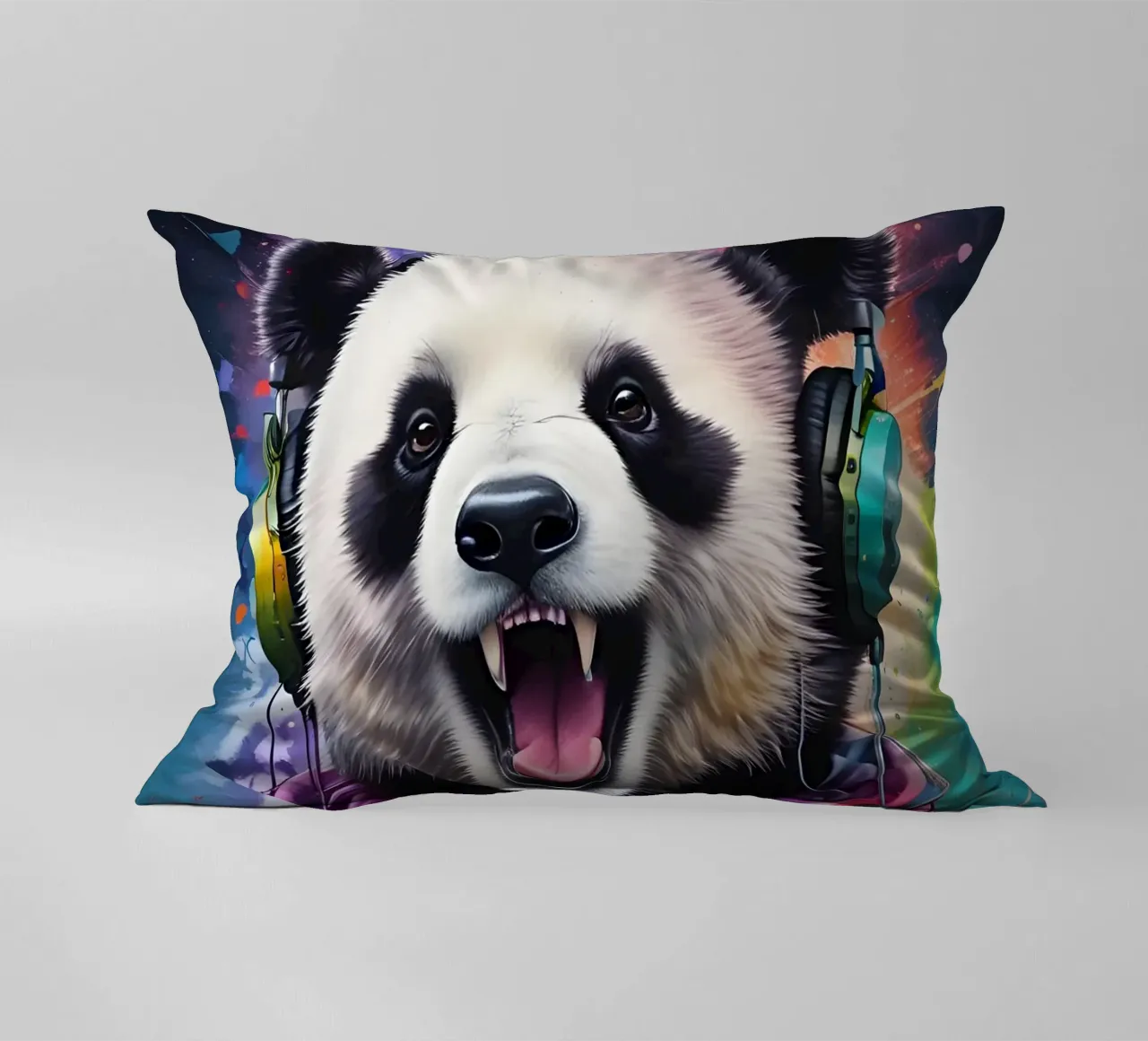 Un panda felice con le cuffie cuscino da MakArena