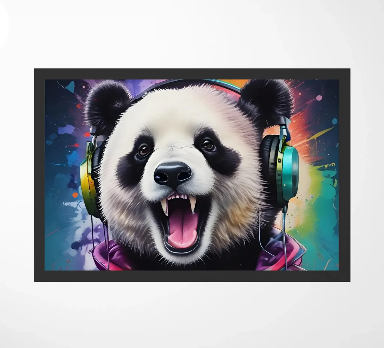 Un panda felice con le cuffie zerbino da MakArena