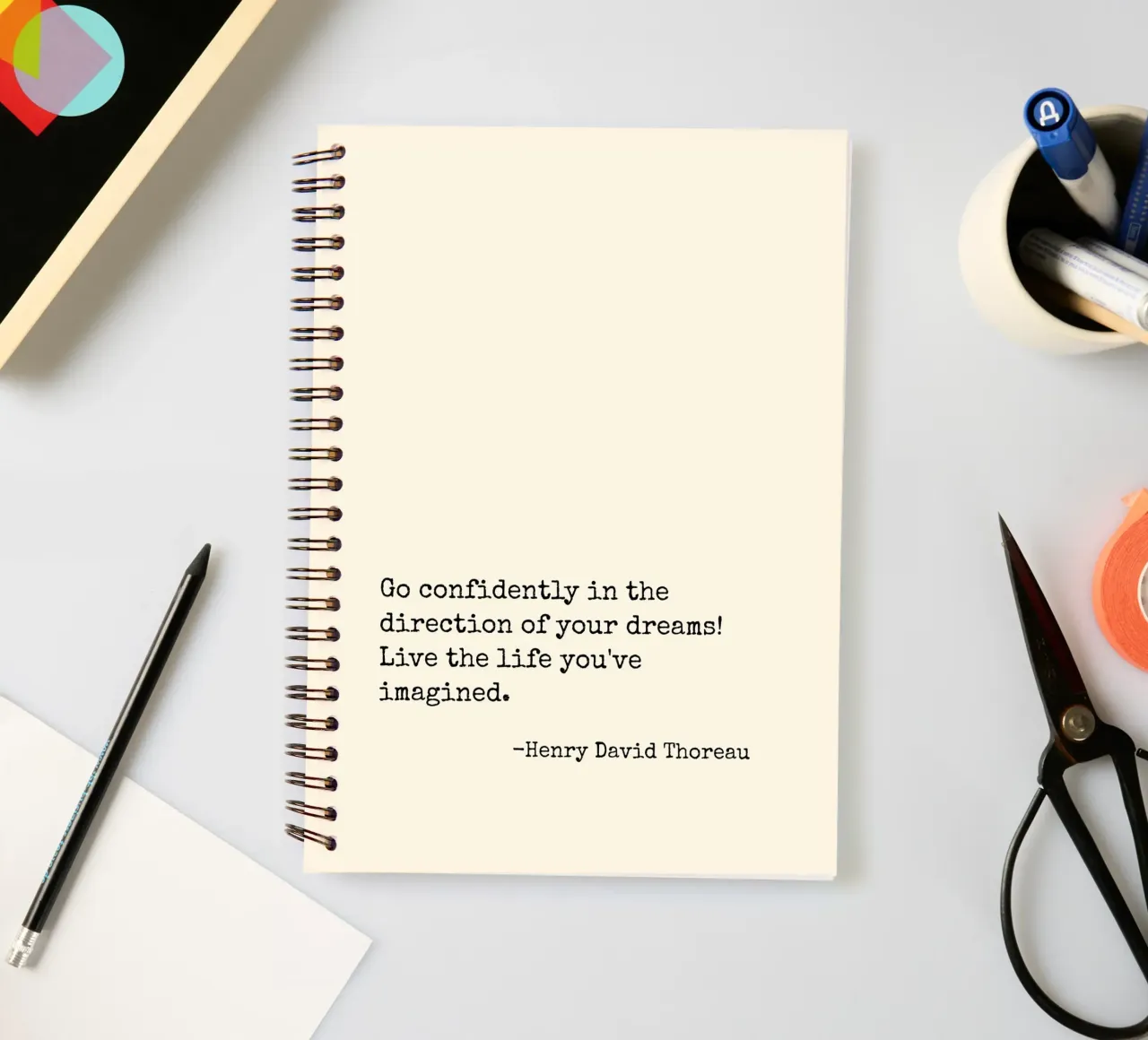 Go confidently in the direction of your dreams quote spiral notebook by Paigaam Studio