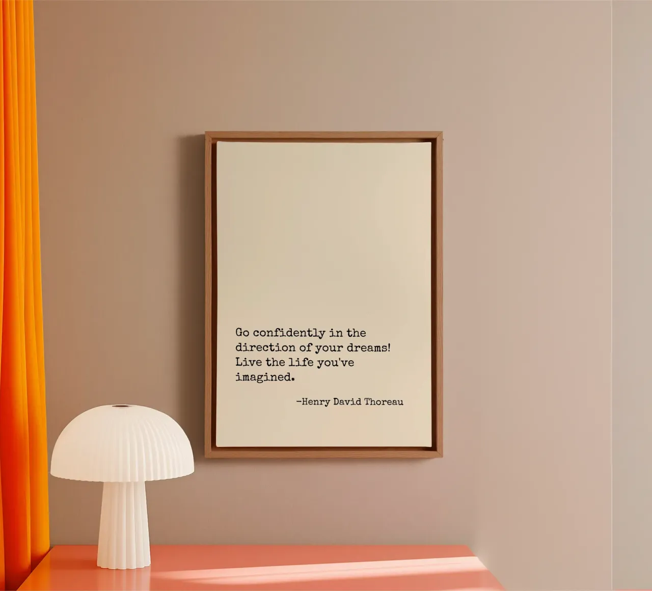 Go confidently in the direction of your dreams quote canvas by Paigaam Studio