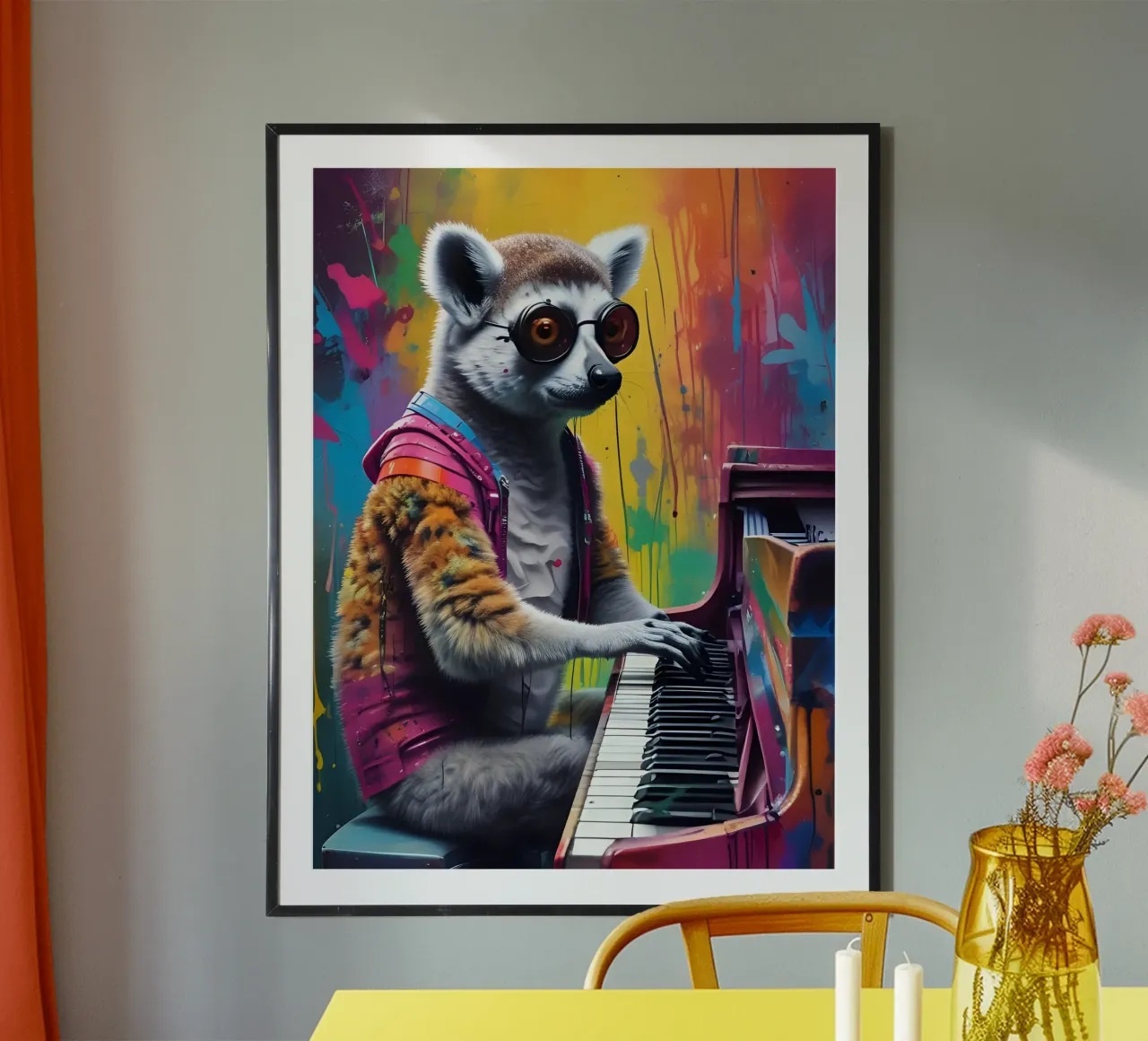 Il lemure suona il pianoforte poster con telaio in legno da MakArena