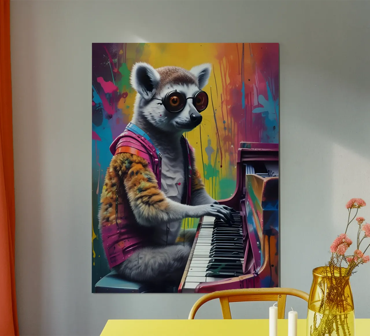 Il lemure suona il pianoforte poster con telaio in legno da MakArena